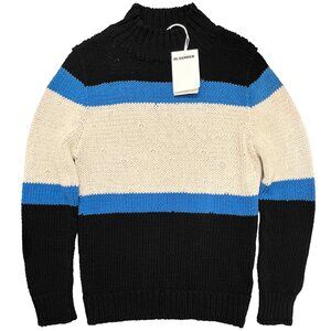 Sold | Jil Sander Mock Neck Chunky Sweater IT48/M-L Stripe Colorblock Mens